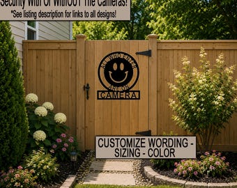 Custom Home Security Gate Entrance Sign Outdoor Back Yard Camera Surveillance Burglary Warning Alert Property Entry Monitoring Caution Sign
