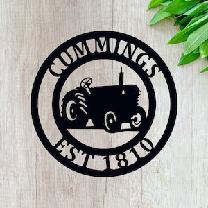 Customized Tractor Decor for Garage or Barn - Personalized Farmer Gift With Last Name - Farm Owner Personalized Tractor Yard or Gate Sign