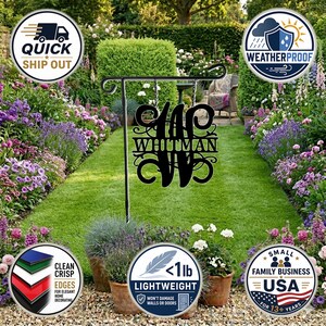 Custom monogram name garden flag 12-14 inch weatherproof garden flag personalized family name yard decor swirl custom name hanging mailbox sign outdoor garden art