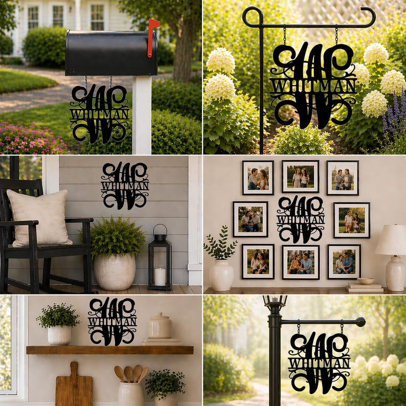 Elegant swirl custom name garden flag personalized monogram yard decor decorative outdoor garden art custom mailbox sign stylish family name display