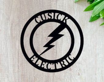 Customized Electrician Gift Sign for Business - Lightning Bolt Sign - Personalized Electrician or Electrical Company Decor- Lightning Strike