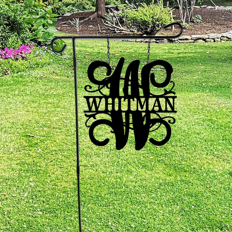 Custom Monogram Name Garden Flag 12-14in Weatherproof Garden Flag Garden Art Family Name Yard Decor Swirl Custom Name Hanging Mailbox Sign