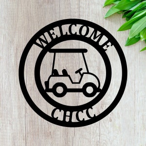 Custom Last Name Monogram Golf Wall Decor - Golf Cart Decoration Christmas Gift for Golf Lover, Father, Brother, Best Friend