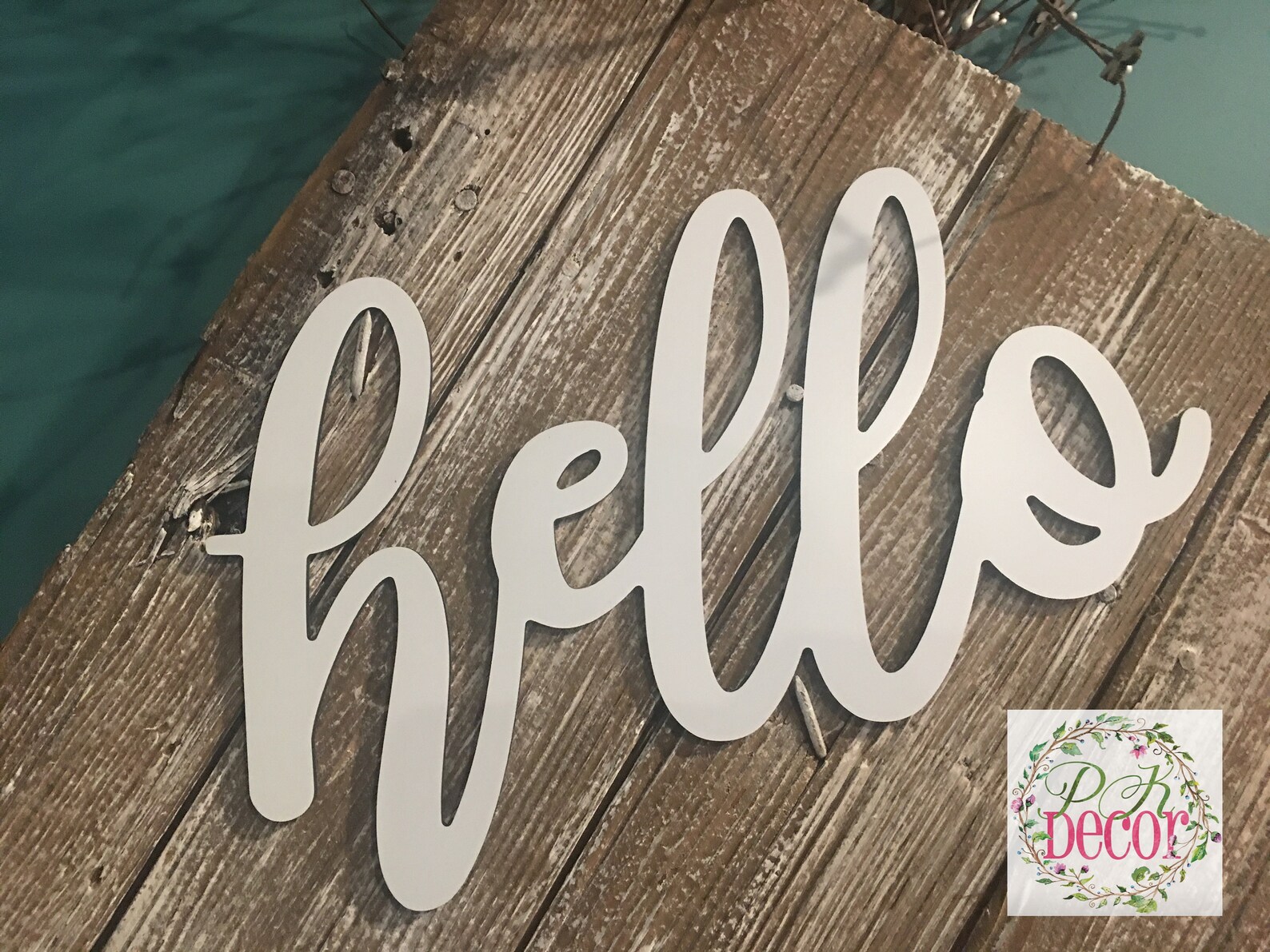 Scipt Font Hello Sign Wall Decor Hello Greeting Garden Flag Etsy