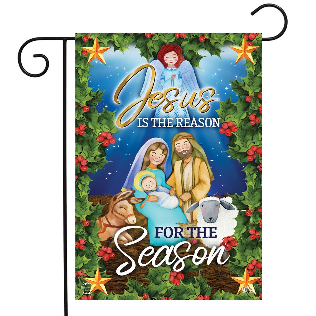 Jesus is the Reason for the Season Garden Flag Sign Nativity Yard Art