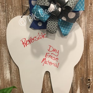 Dry Erase Tooth Sign - Decor for Dentist Home or Business - Unique Dentist Office Decor Ideas - Perfect Dental Christmas Gift - QUICK Ship