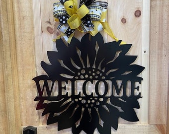 Sunflower Welcome Sign - Personalized Sunflower Garden Flag - Metal ACM Flower Garden Outdoor Decorations - Gift for Her New Home