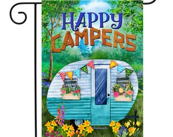 Happy Campers Sign - Spring Happy Campers Garden Flag - 12.5x18"-Gift for Campers Couple