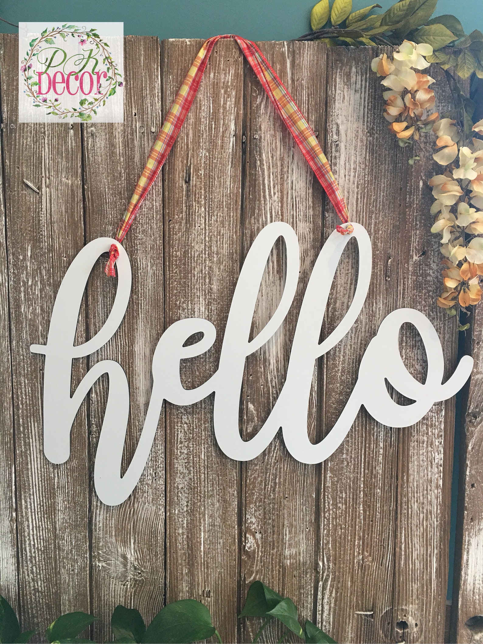 Scipt Font Hello Sign Wall Decor Hello Greeting Garden Flag Etsy