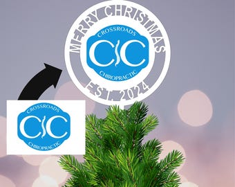 Business Logo Tree Topper for Christmas Tree - Customize Your Own Tree Topper! - Personalize Wording and Any Graphic - Christmas Tree Topper