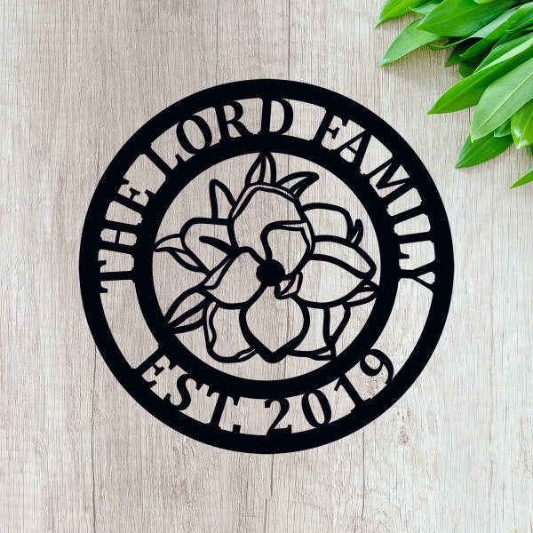 Personalized Magnolia Flower Sign - Perfect Southern Home Decor - Customized Magnolia Decoration w Garden Flag Stand Option - QUICK Shipping