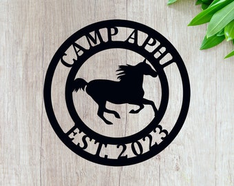 Personalized Horse Stall Sign - Metal ACM 24" - Custom Horse Lover Gift for Women - Horse Art - Equine Sign - Equestrian Decor Gift -  QUICK