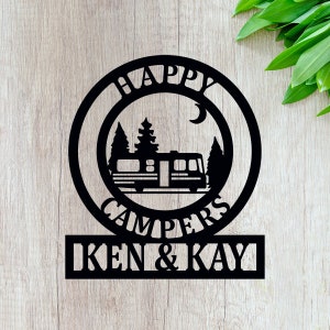 Personalized Happy Camper RV Sign: Metal ACM Motorhome Decor