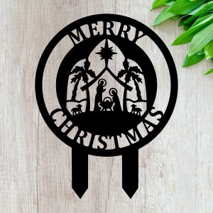 Nativity Yard Sign with Yard Stakes- Welcome Christmas Decor - Outdoors Nativity Christmas Sign - Christmas Yard Sign