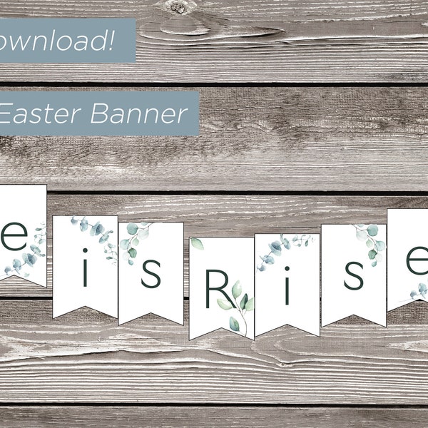 Easter Pennant Banner - He is Risen Banner - Instant Download - Printable Banner - Christian Easter Banner