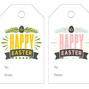Happy Easter Tag - Easter Basket Tag - Easter Gift Tag - Instant Download