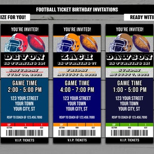 Football Birthday Invitation - Football Ticket Invitation - NFL - Custom Football Invitation - Game Time Invite for 5, 6, 7, 8, 9, 10, 11