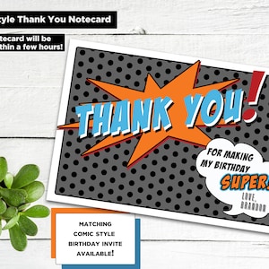 Superheld Comic Dankeskarte - Comic Book Thank You - Personalisierte Dankeskarte