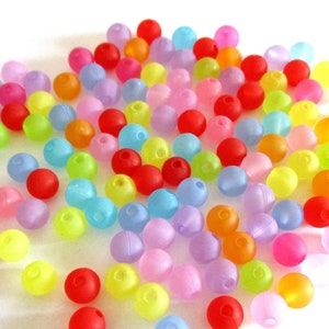 100 Frosted Acrylic Beads: Multi-Colored Kids Jewelry, 6mm
