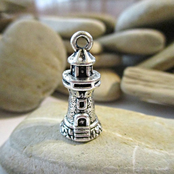 3D Silver Lighthouse Necklace Charms | Nautical Gifts | Lighthouse Gifts | Nautical Jewelry | Shine | Light | Ocean Ship Purpose Inspiration