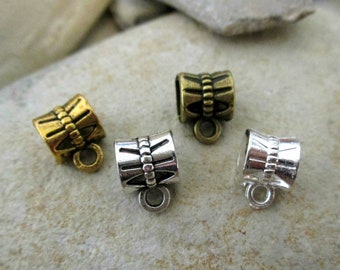 10 Bow Tie Bails: Large Hole European Bead Connector