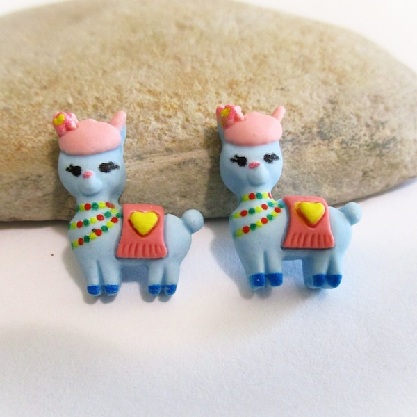 2 Cute Llama Flatbacks | Embellishments for Hair Pins Bobby Pins Hair Clips Hair Bows Hair Accessories | Llama Gifts Decor Earrings Necklace