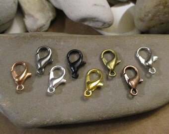 12mm Lobster Claw Clasps: 9 Colors, Jewelry Making Supplies, Set of 25
