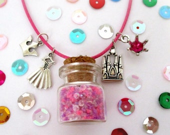 DIY Princess Necklace Kit: Bottle Charm Jewelry, Party Favor Craft