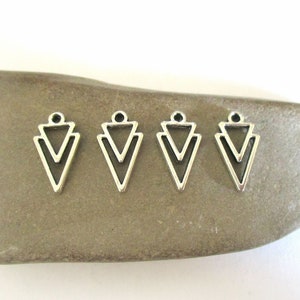 20 Tiny Triangle Charms | Silver Cut Out Charms | Geometric Tribal Ethnic Boho Southwestern Charms | DIY Earrings Necklace Bracelet Jewelry