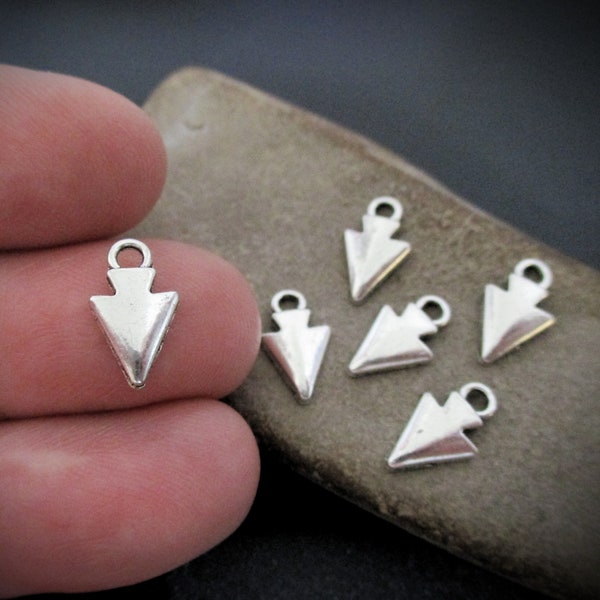 20 Tiny Silver Arrowhead Charms | Arrow Charms for Earrings Necklaces or Bracelets | Archery Charm | Southwestern Jewelry | Native American