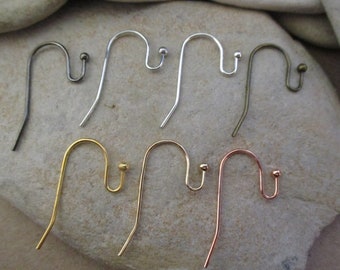 20 Shepherd Hook Ear Wires: Ball Head, 7 Colors, DIY Earring Components