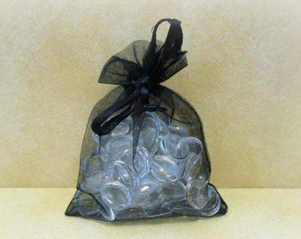 10 Black Organza Drawstring Favor Bags: 2.5 x 3.5" Jewelry Sachet
