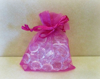 10 Fuchsia Pink Organza Drawstring Favor Bags (2.5 x 3.5")