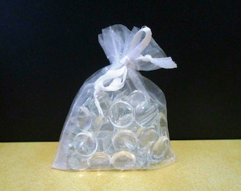 10 White Organza Drawstring Favor Bags: 2.5x3.5" Jewelry Sachet
