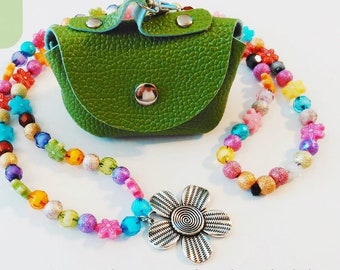 DIY Flower Power Necklace Kit: Beaded Jewelry Making, Coin Purse