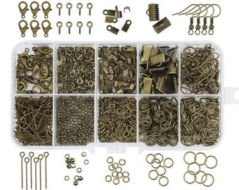 800 Mixed Metal Jewelry Findings: Clasps, Jump Rings, Ear Wires