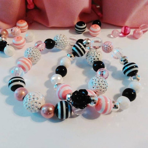 DIY Pink and Black Bracelet Kit for Kids to Make | Diy Jewelry Making Kits for Girls Teens | Paris Pink Christmas Gift for Girls and Friends