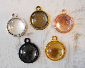 12mm Round Pendant Trays: Silver, Gold, Bronze, Black, Rose Gold (Set of 10)