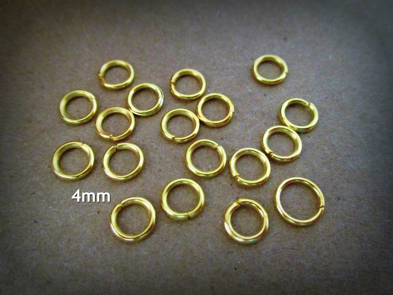 Gold Jewelry Supplies Brass Rings 1200 Gold Jump Rings Gold Open Jump Rings Gold Jewelry Components Gold Findings 4mm Jump Rings