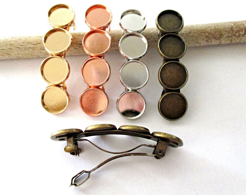5 Barrette Blanks for 12mm Glass Dome Cabochons Hair Clip Etsy