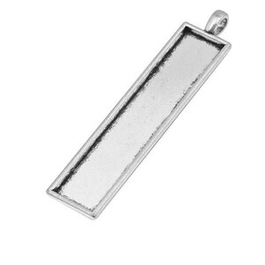 5 Antique silver pendant trays Glass dome necklace trays Rectangular Pendant blanks 10x50 mm Rectangle pendant bezel Resin pendant Jewelry image 7