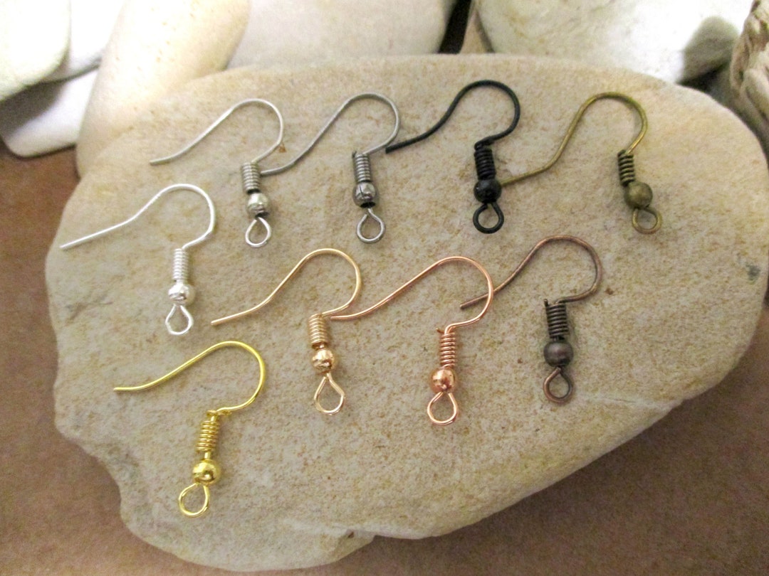 20 Ear Wires 9 Colors Fishhook Earring Hooks Gold KC 