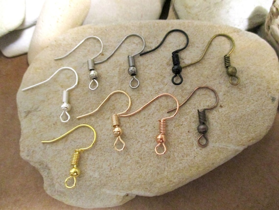 20 Ear Wires 9 Colors Fishhook Earring Hooks Gold, KC Gold, Rose