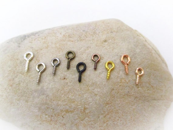 50 Tiny Screw Eye Pins: Jewelry Making Bails, 8 Colors