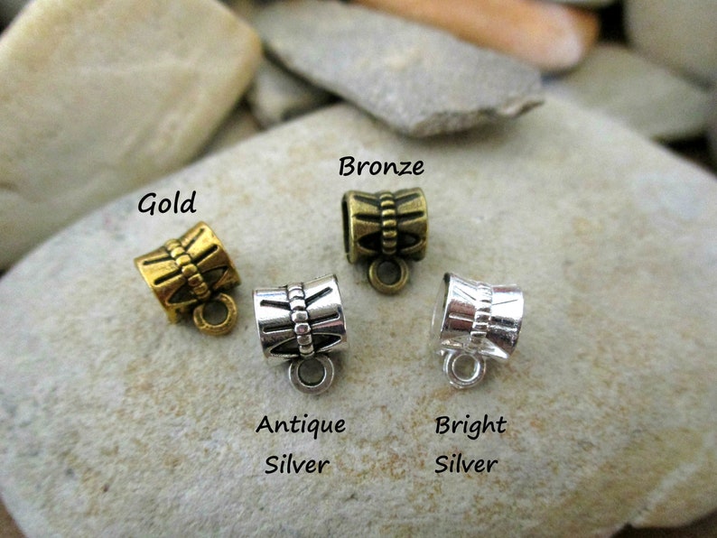 10 Bow Tie Bails 5 Colors Butterfly Bails Antique Silver Bright Silver Bronze Gold Large Hole European Beads Pandora Biagi image 2