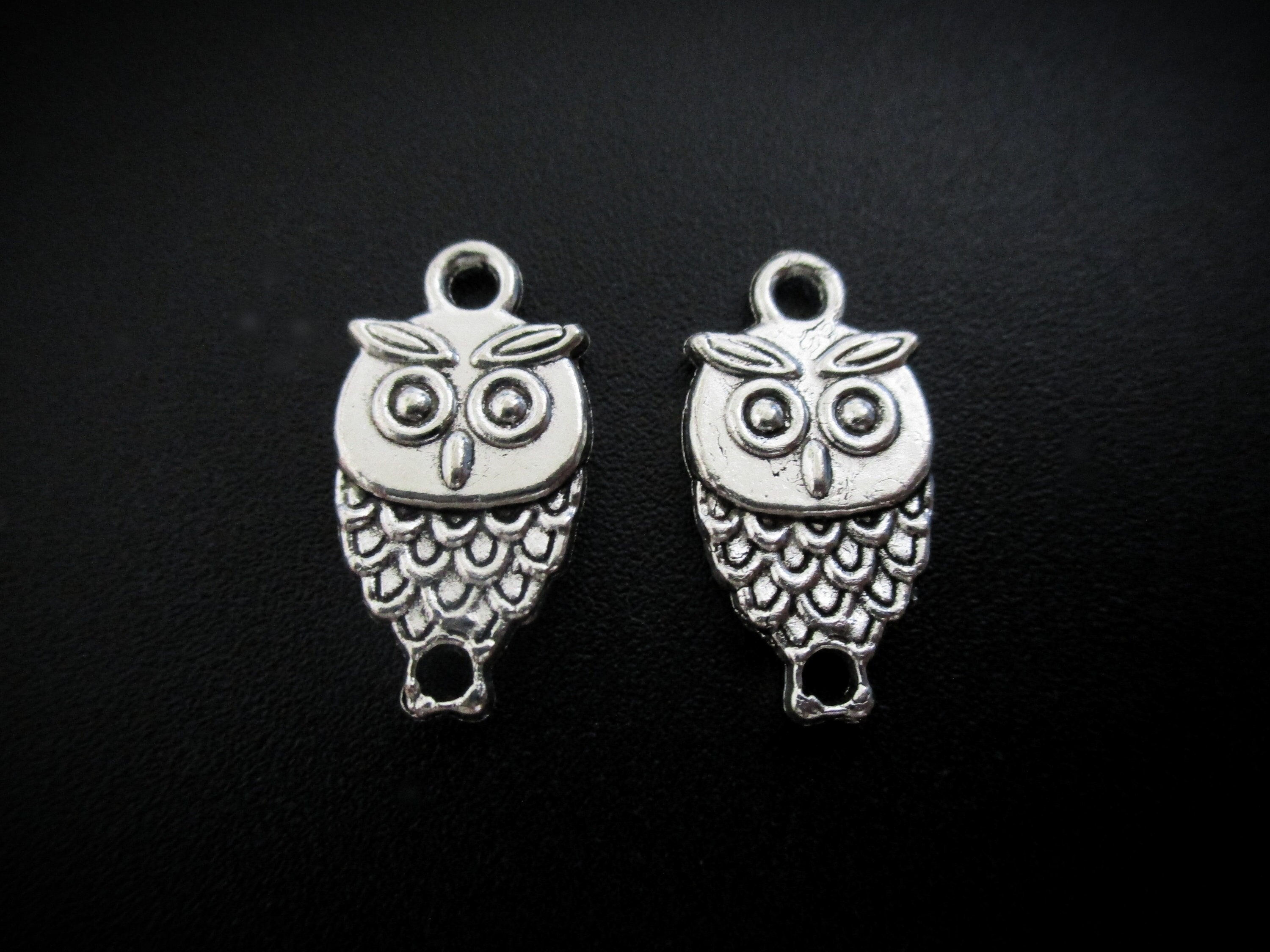 10 Silver Owl Charms | Jewelry Connectors, DIY Bracelet Necklace