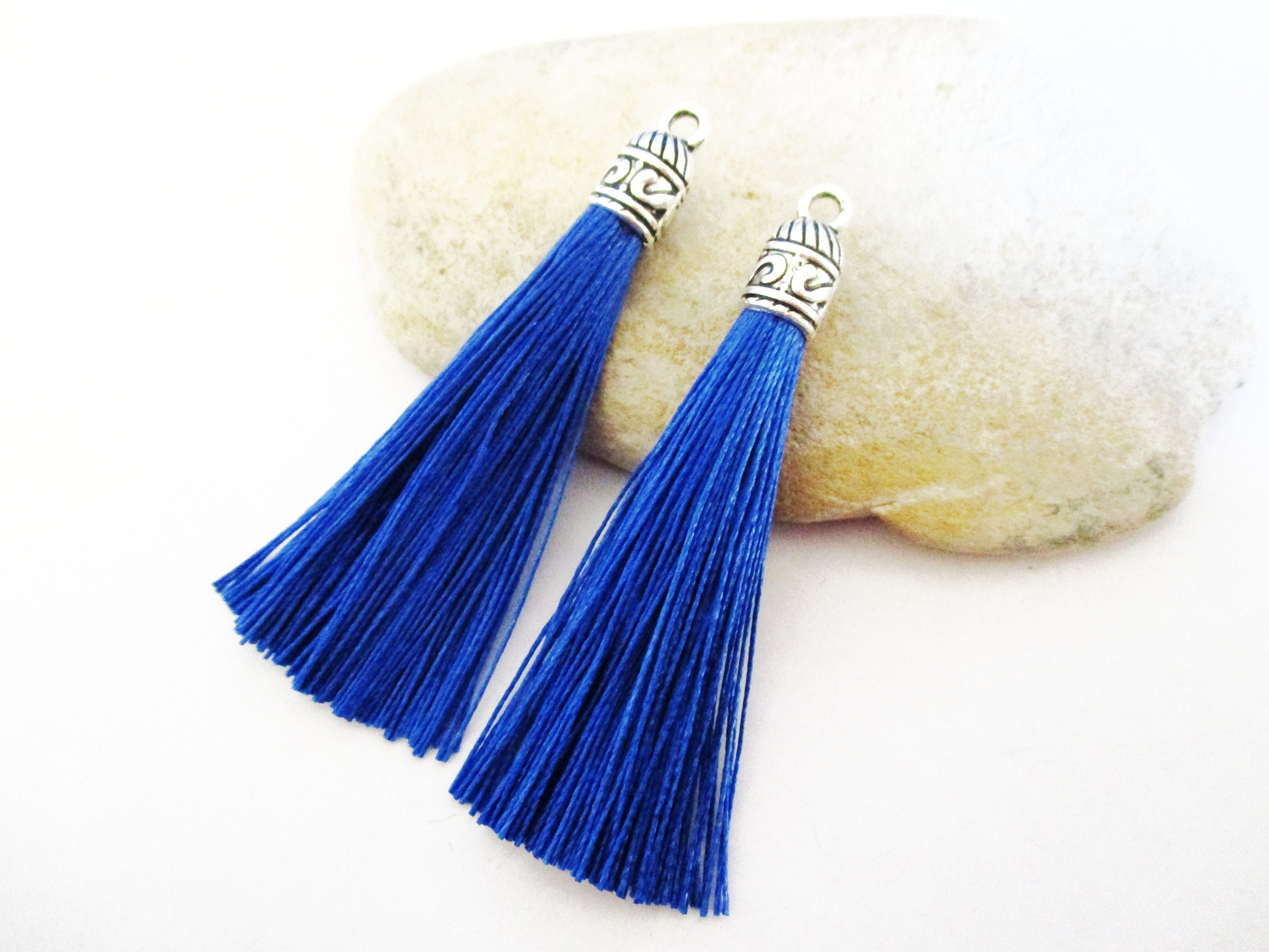 2 Royal Blue Tassels Handmade Polyester Silk Tassels with Etsy