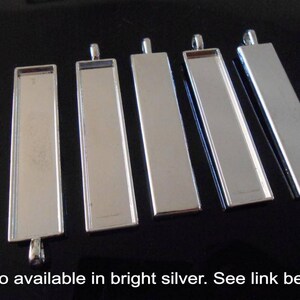 5 Antique silver pendant trays Glass dome necklace trays Rectangular Pendant blanks 10x50 mm Rectangle pendant bezel Resin pendant Jewelry image 3