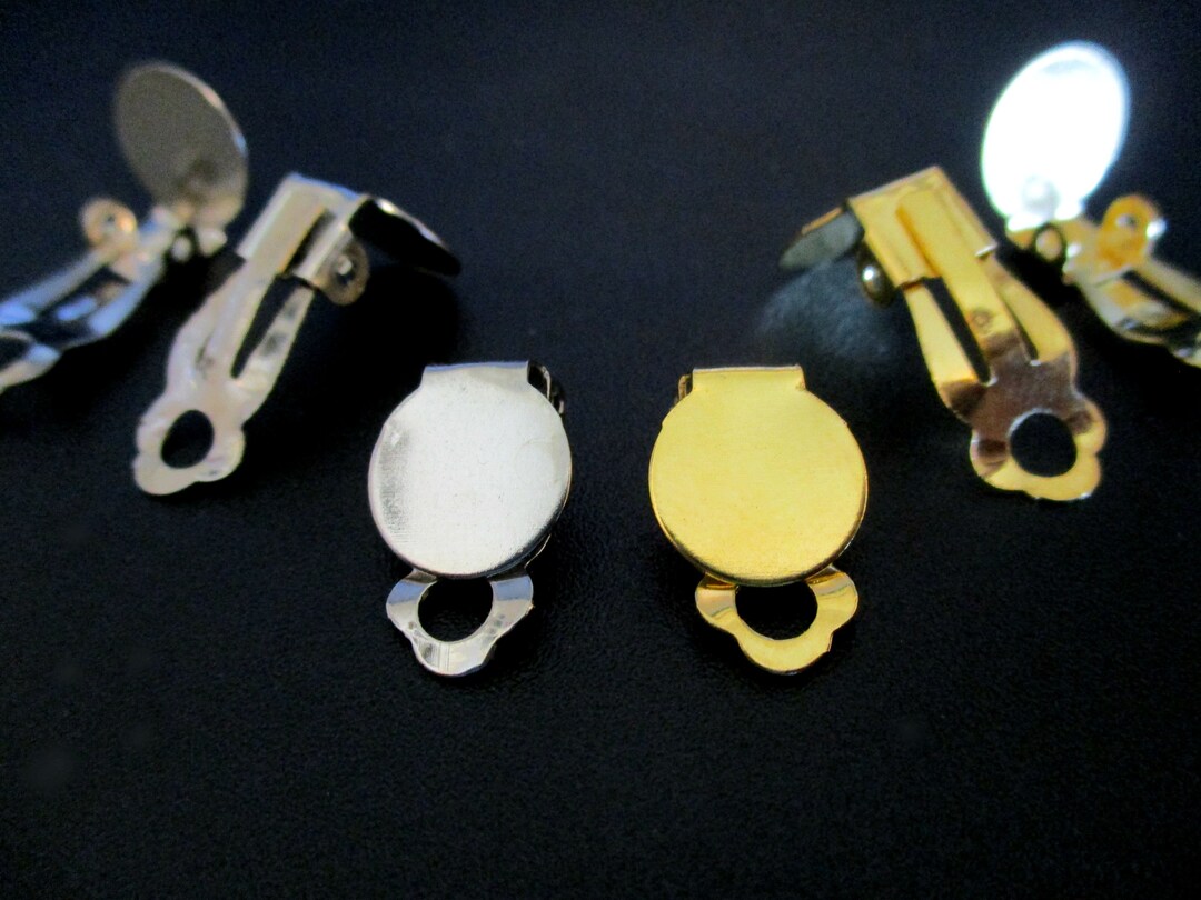 40 Clip Earring Blanks Silver or Gold Clip Earring Pads Clip on Earring