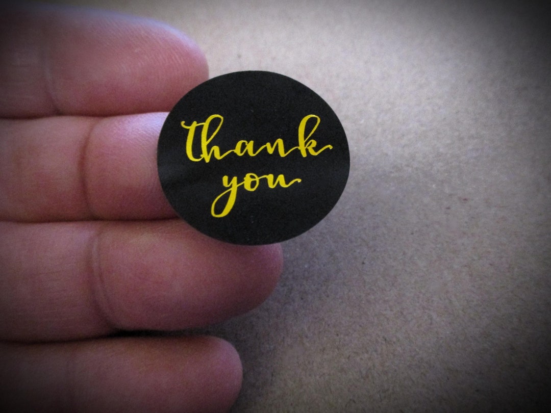 500 Black and Gold Thank You Stickers: 1-inch Round Labels - Etsy